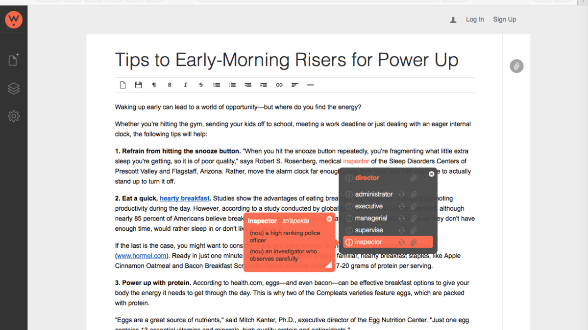 Screenshot of Twinword Writer