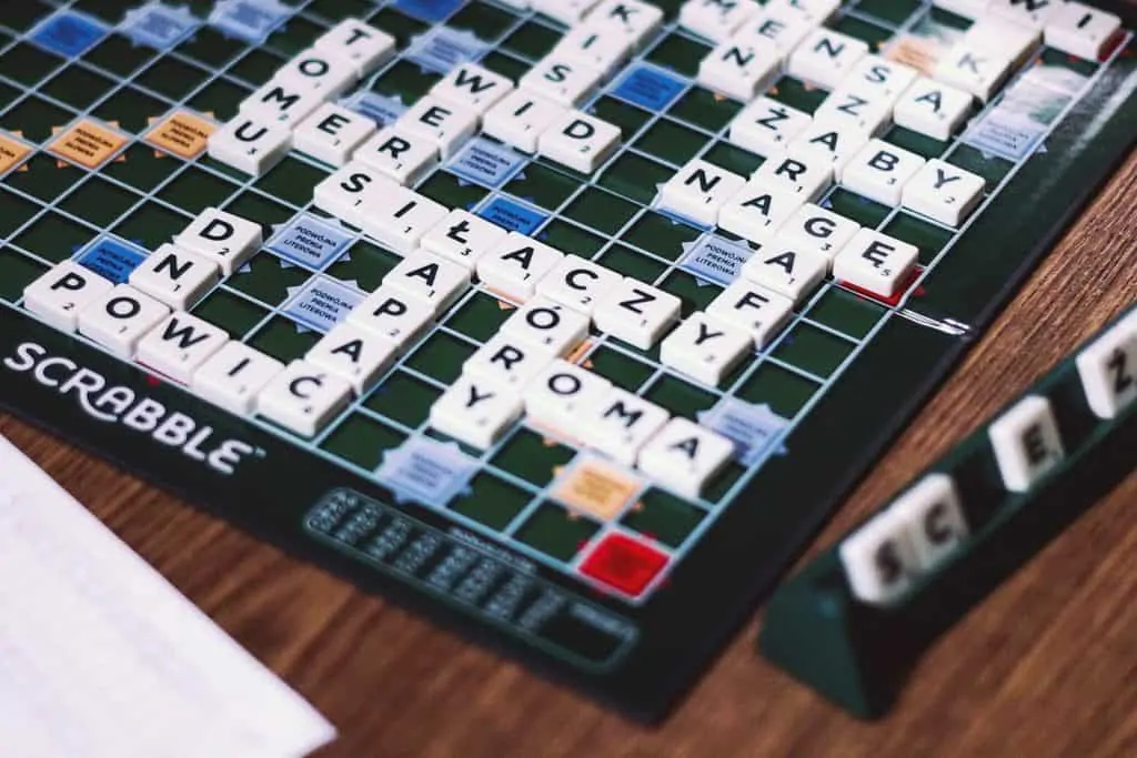 Image of Scrabble board game.