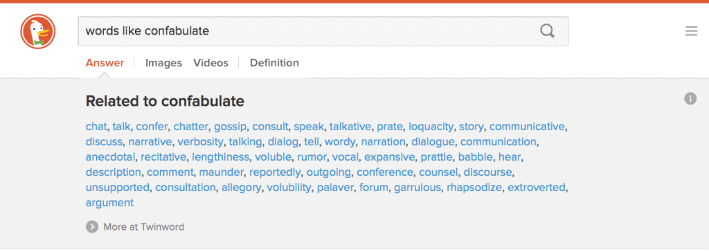 words_like_confabulate_at_DuckDuckGo