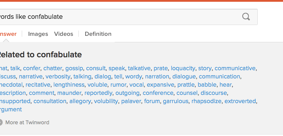 Screenshot of DuckDuckGo Instant Answer powered by Twinword API