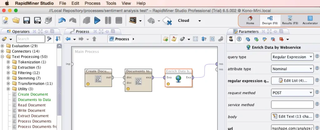 RapidMiner Linking Operators Screenshot