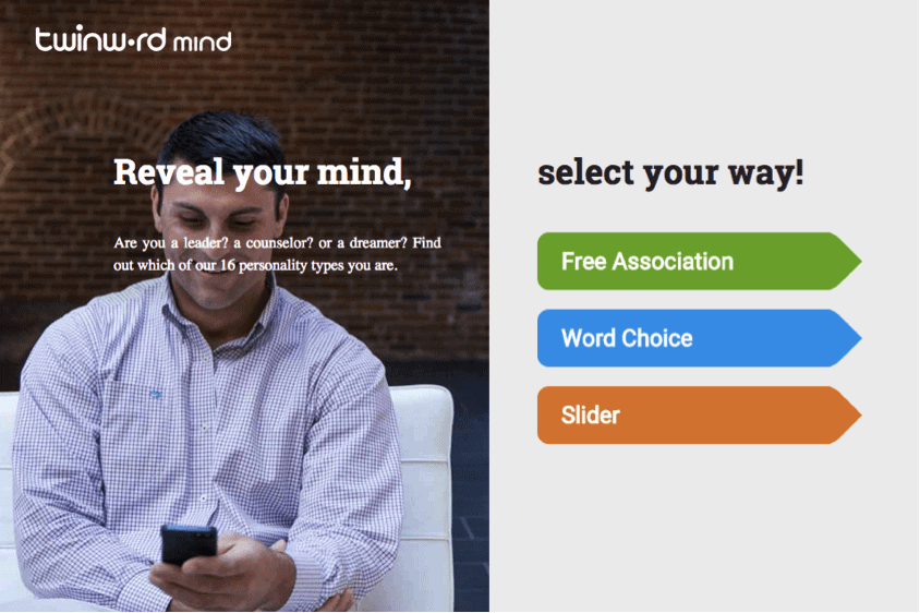 Screenshot of Twinword Mind home page