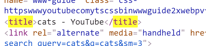 YouTube's title tag in HTML