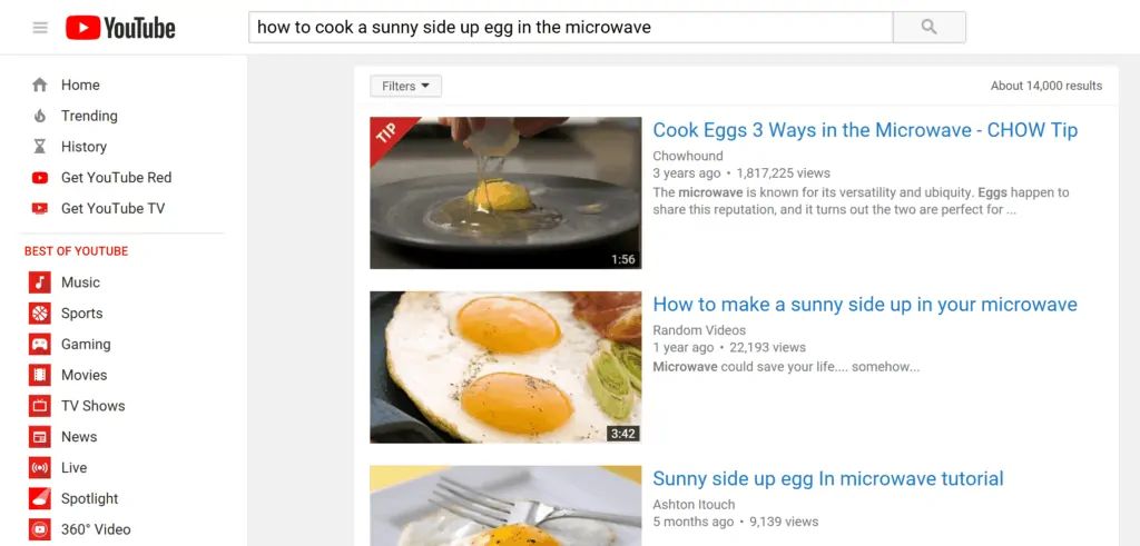 YouTube SERP Search Results Page Screenshot