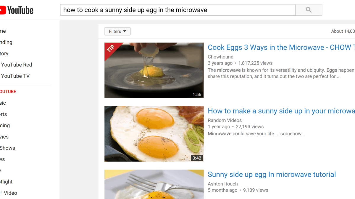 YouTube SERP Search Results Page Screenshot