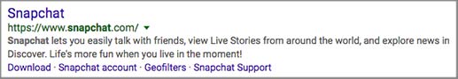 Snapchat search results.