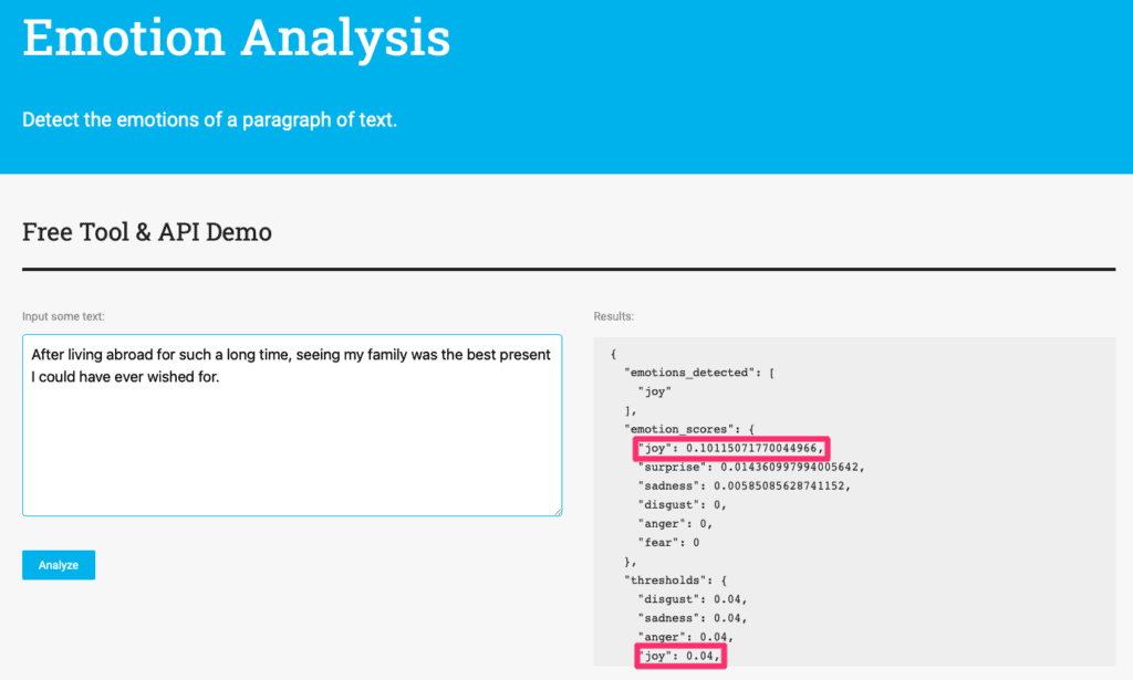 Twinword Emotion Analysis API