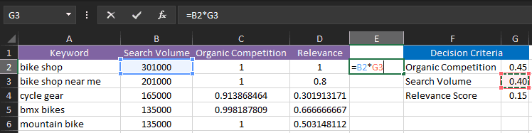 Creating an Excel Formula