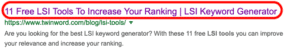 Title tag of the blog post: 11 free LSI tools to increase your ranking.