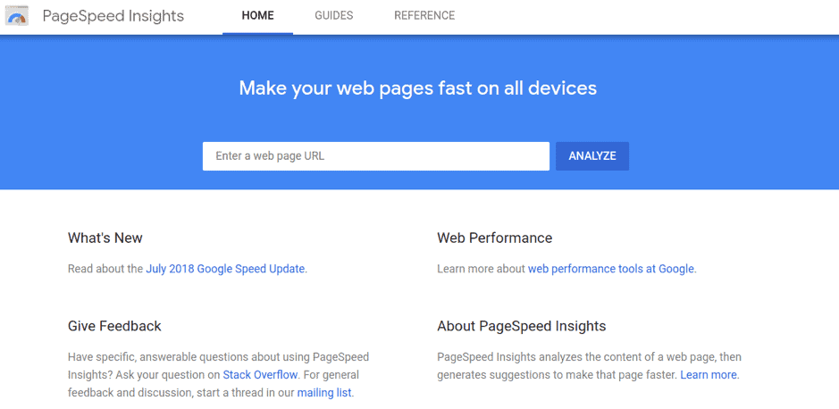 Google's pagespeed insights tool