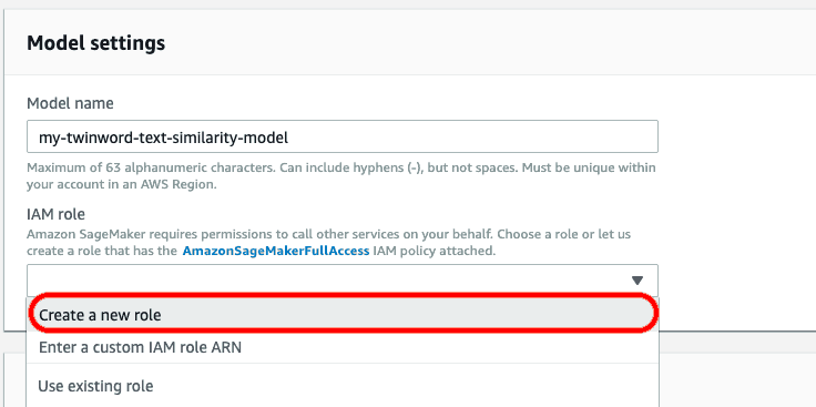 AWS Sagemaker create a new role under IAM role.