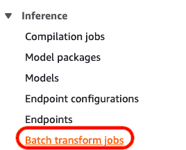 Start a batch transform job in AWS Sagemaker.