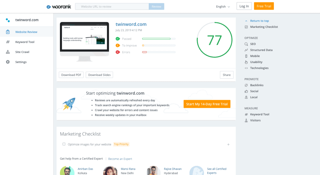 Top Free SEO Audit Tools For Your Website - Twinword