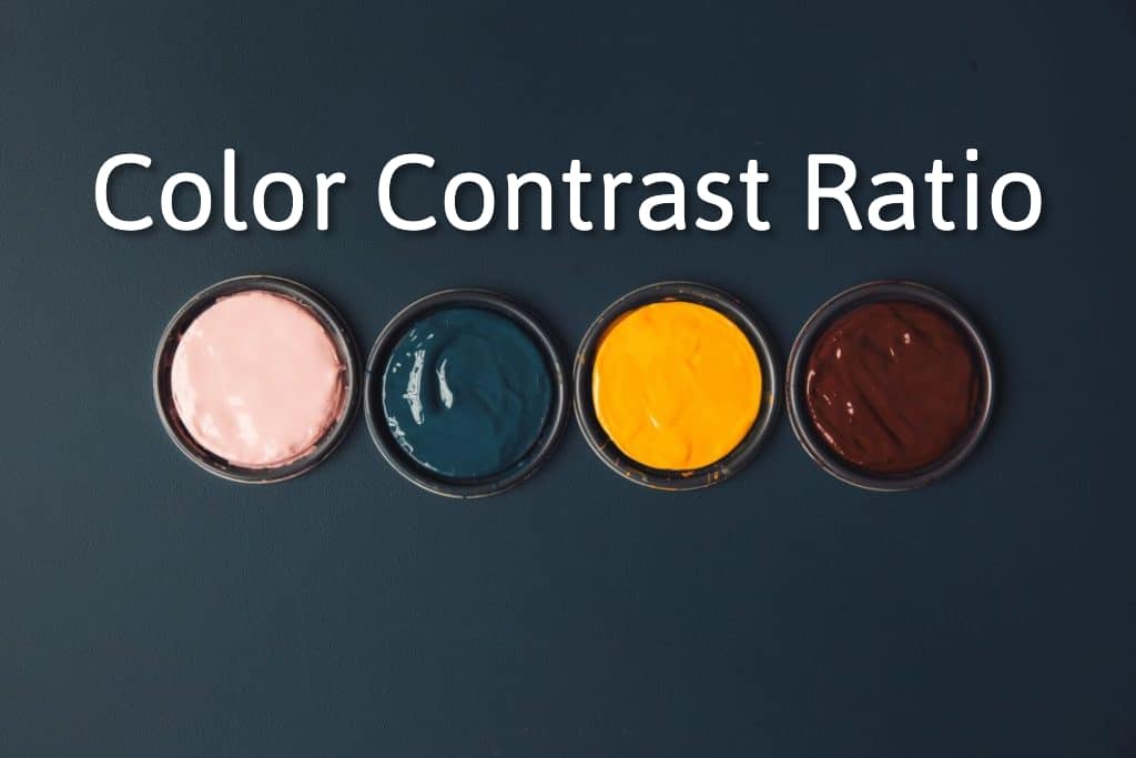 paints with different colors and the heading "Color Contrast Ratio".