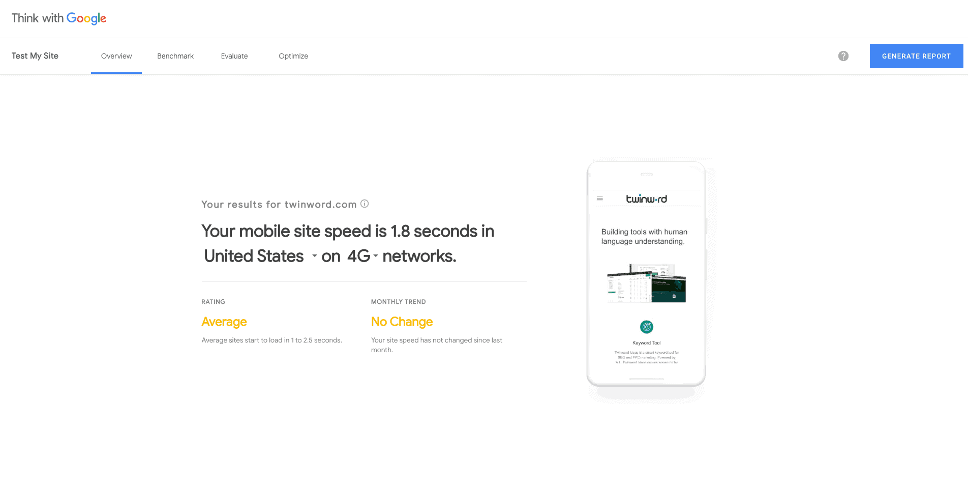 google mobile website speed tester.