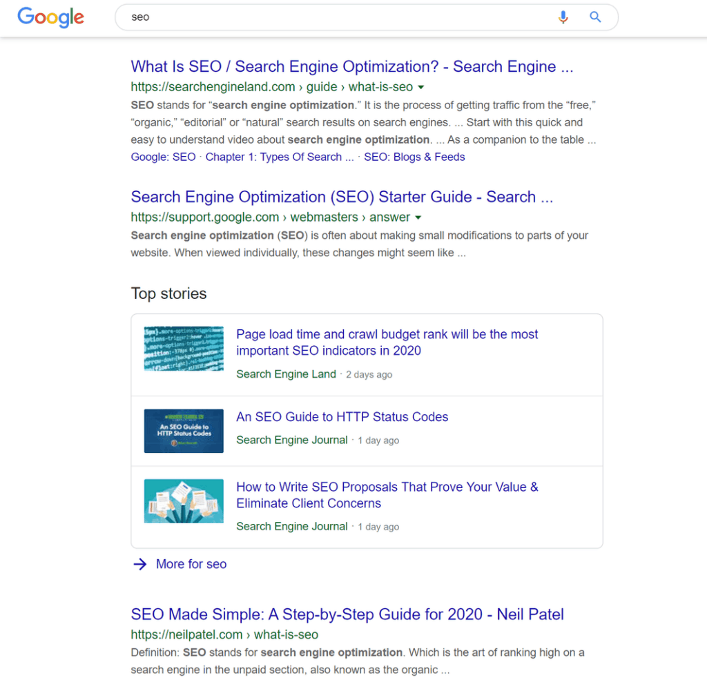 SERP about SEO