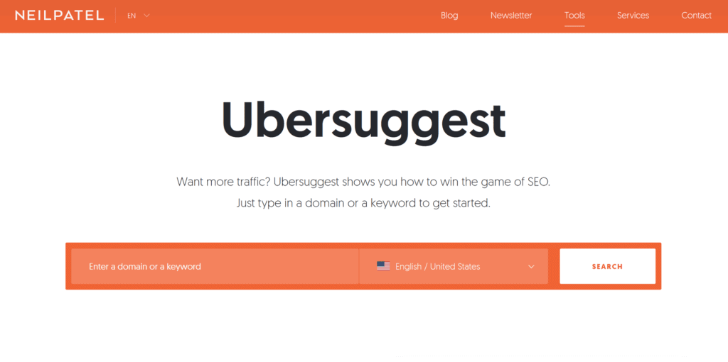 Ubersuggest Homepage