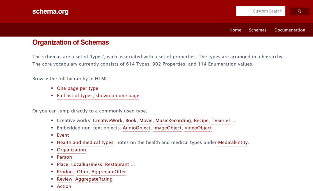 Schema.org homepage