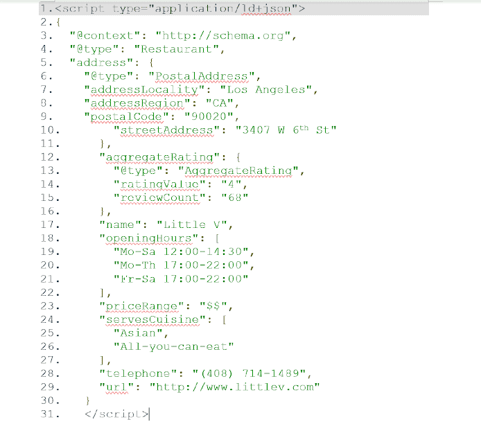 JSON-LD format for Schema Markup