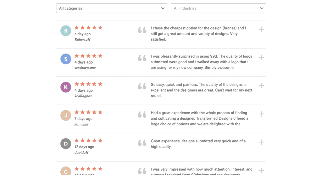 99designs customer reviews.