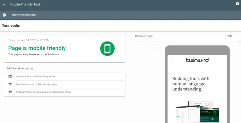 Google mobile friendly tester