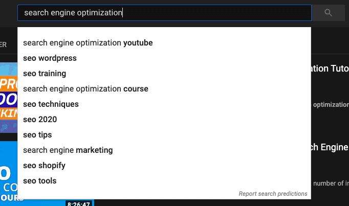 utilizing YouTube's search bar to get opportunity keyword ideas