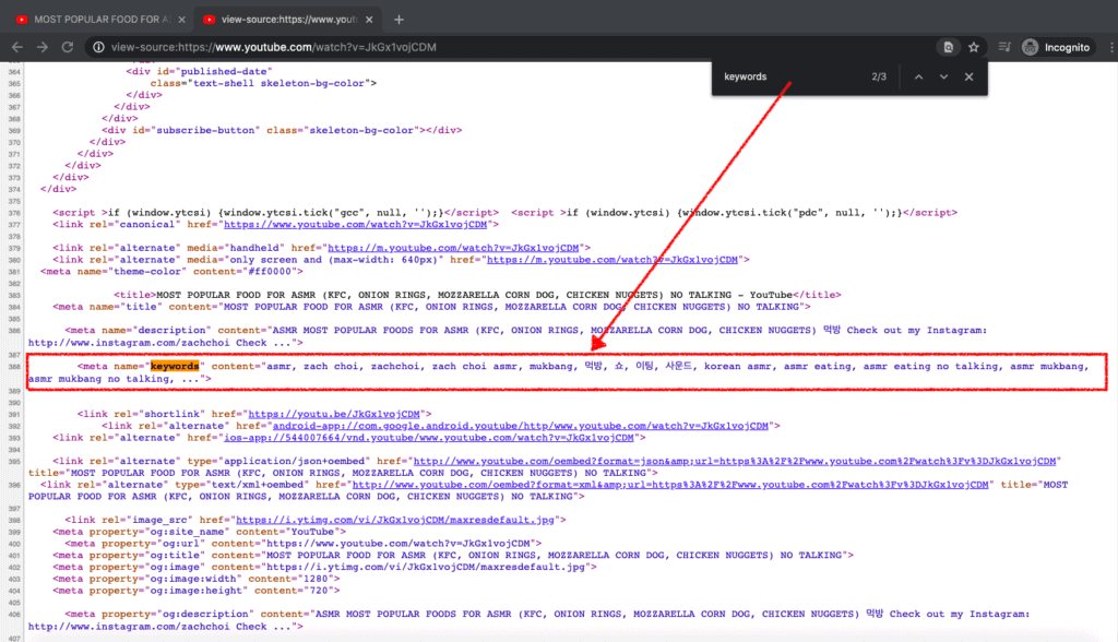 investigating video tags using view source function