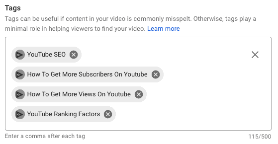 Optimizing YouTube video tags with relevant keywords