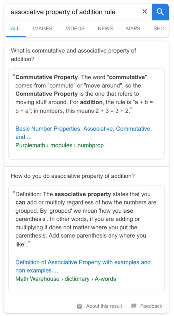 Example provided by Google of a double featured snippet