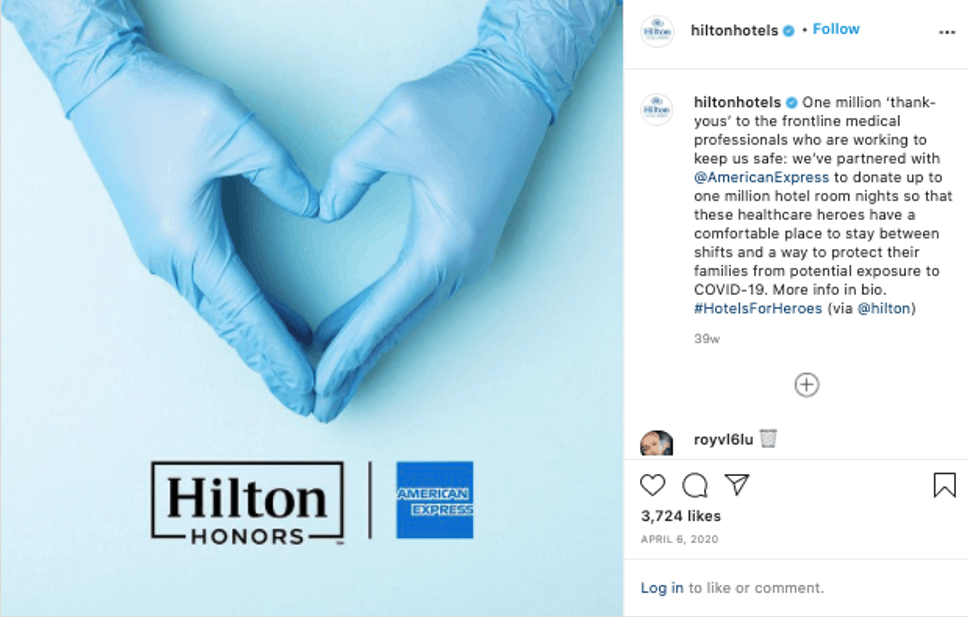 Hilton's socially conscious instagram post