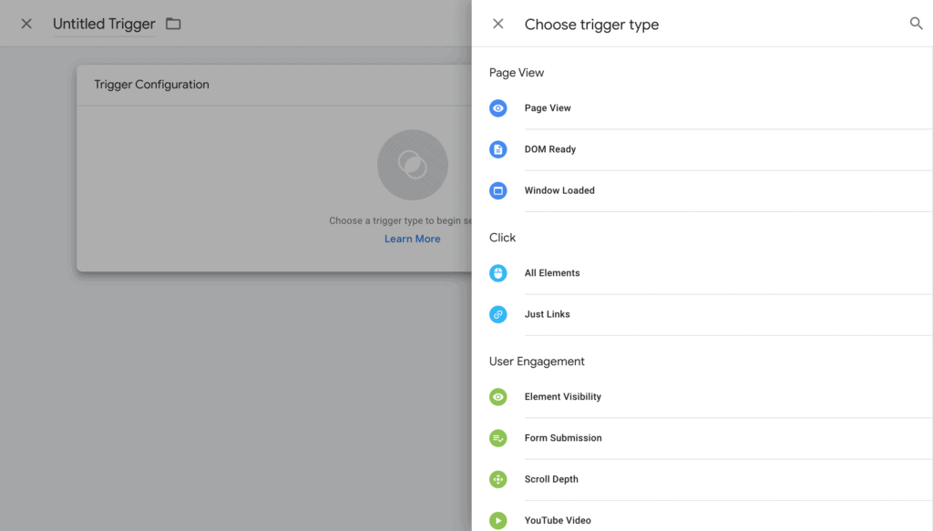 Setting up a new trigger on Google Tag Manager
