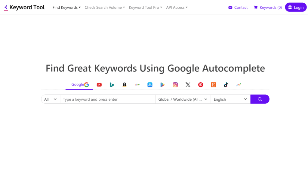 Keyword Tool landing page banner