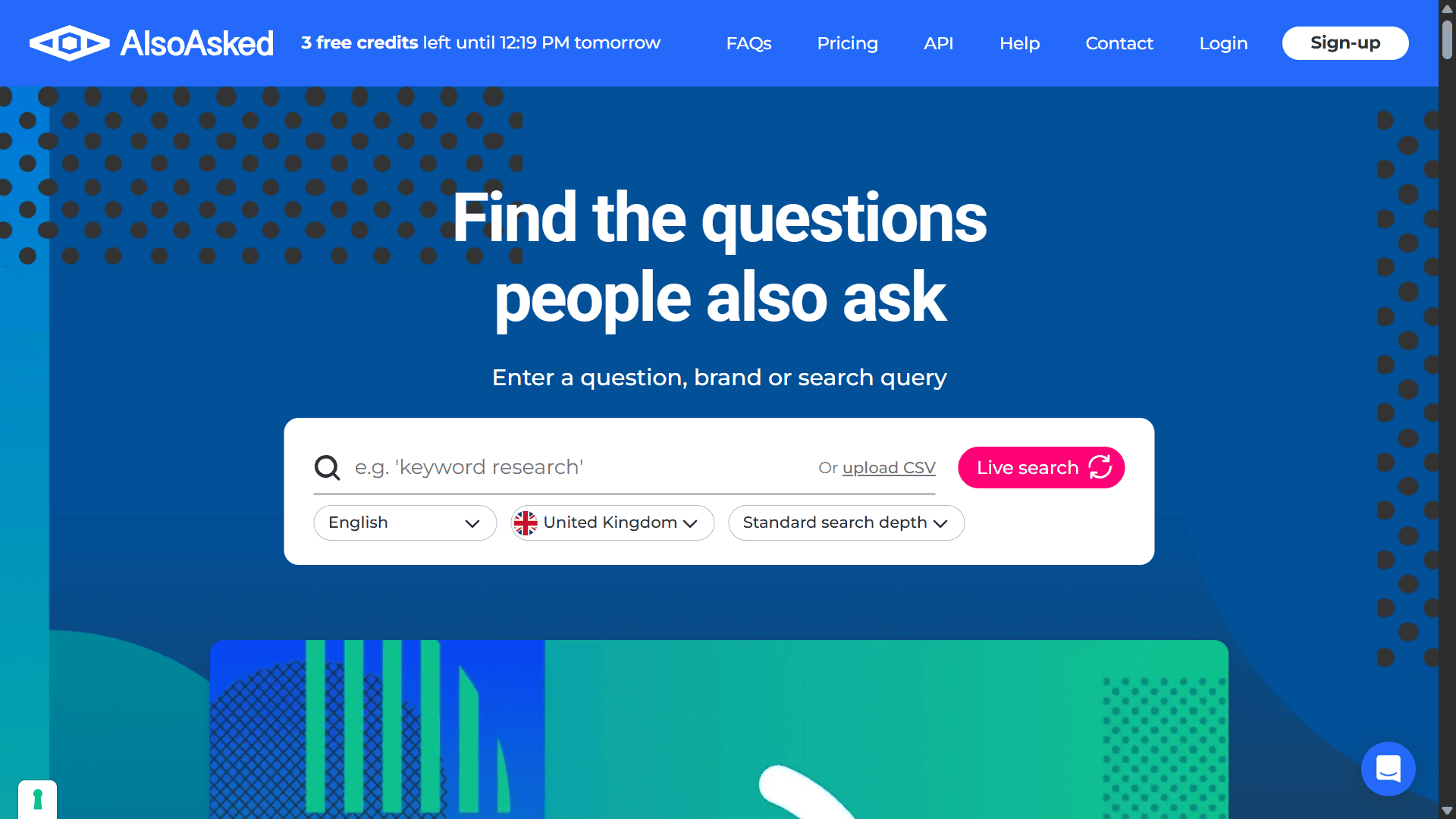 AlsoAsked website screenshot.