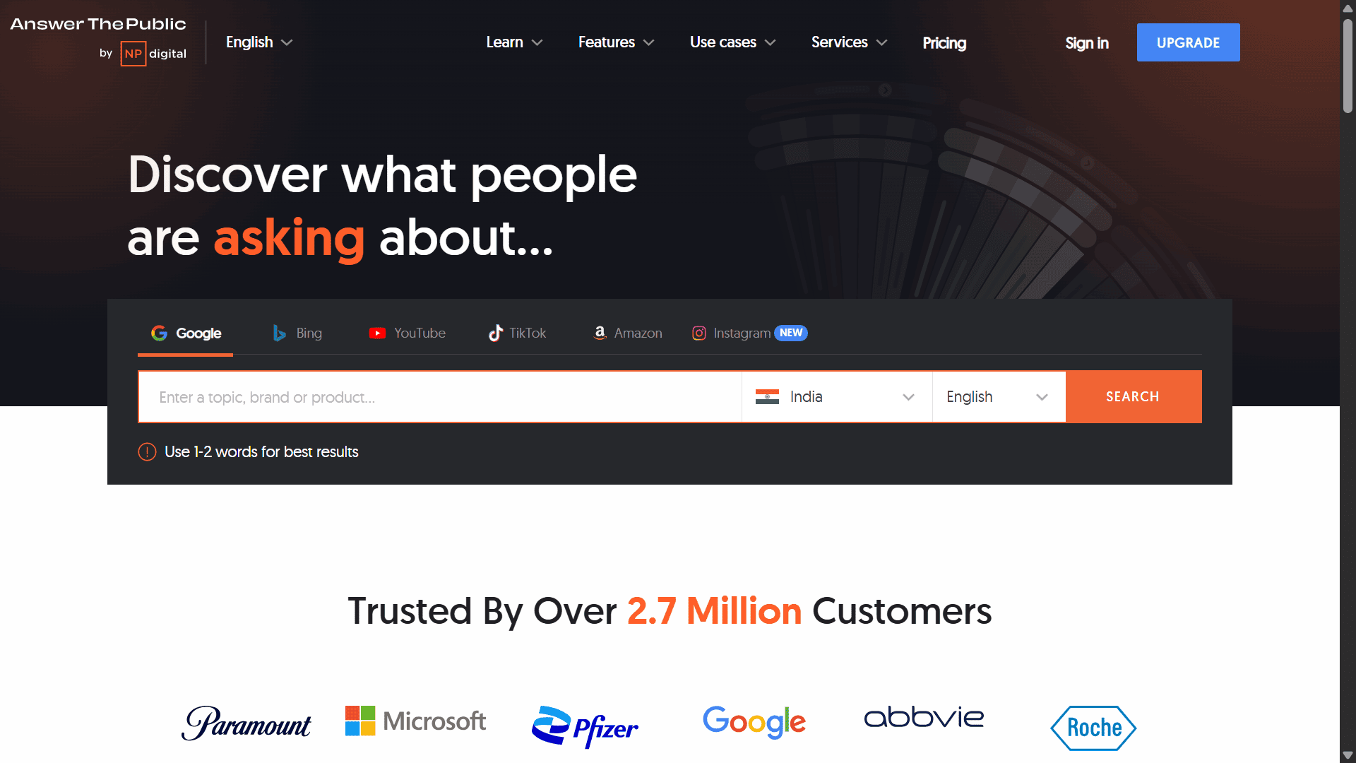AnswerThePublic website screenshot.