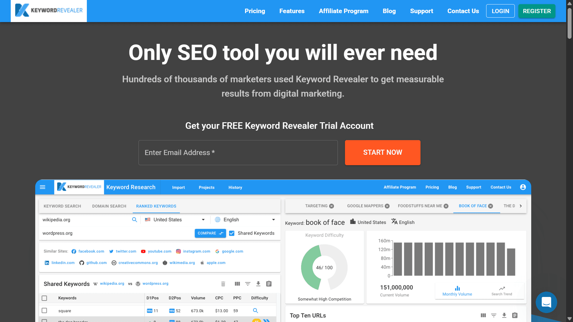 Keyword Revealer website screenshot.