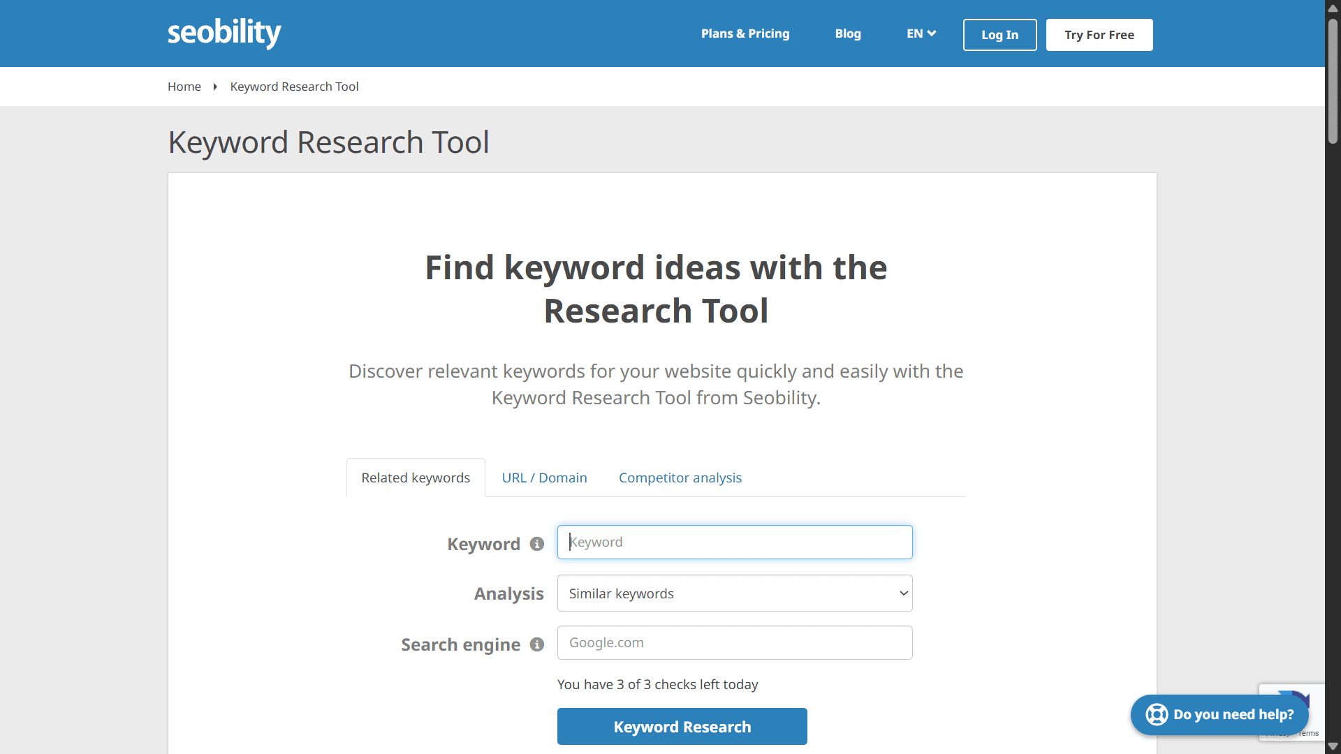 Seobility website screenshot.