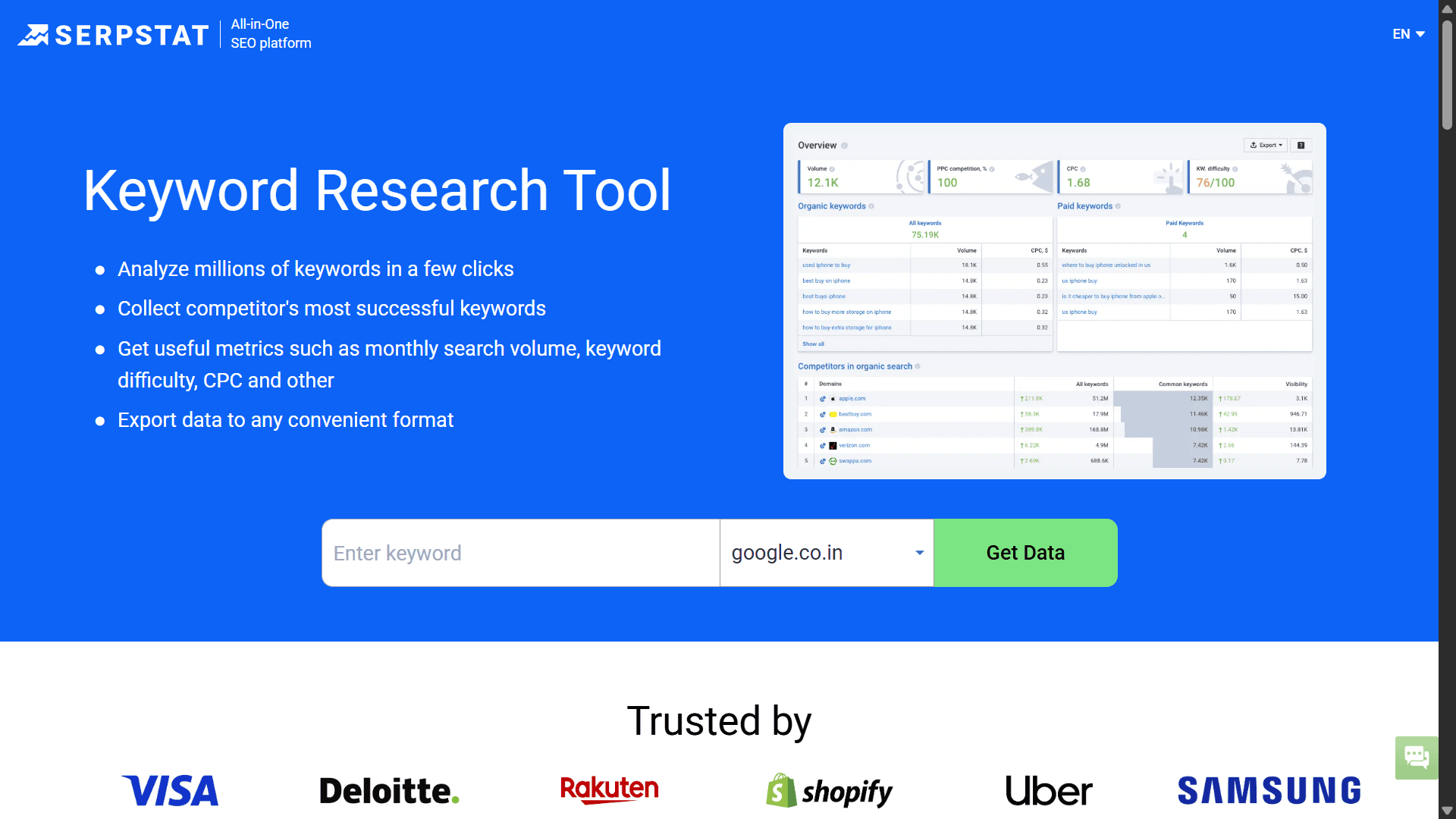 Serpstat website screenshot.