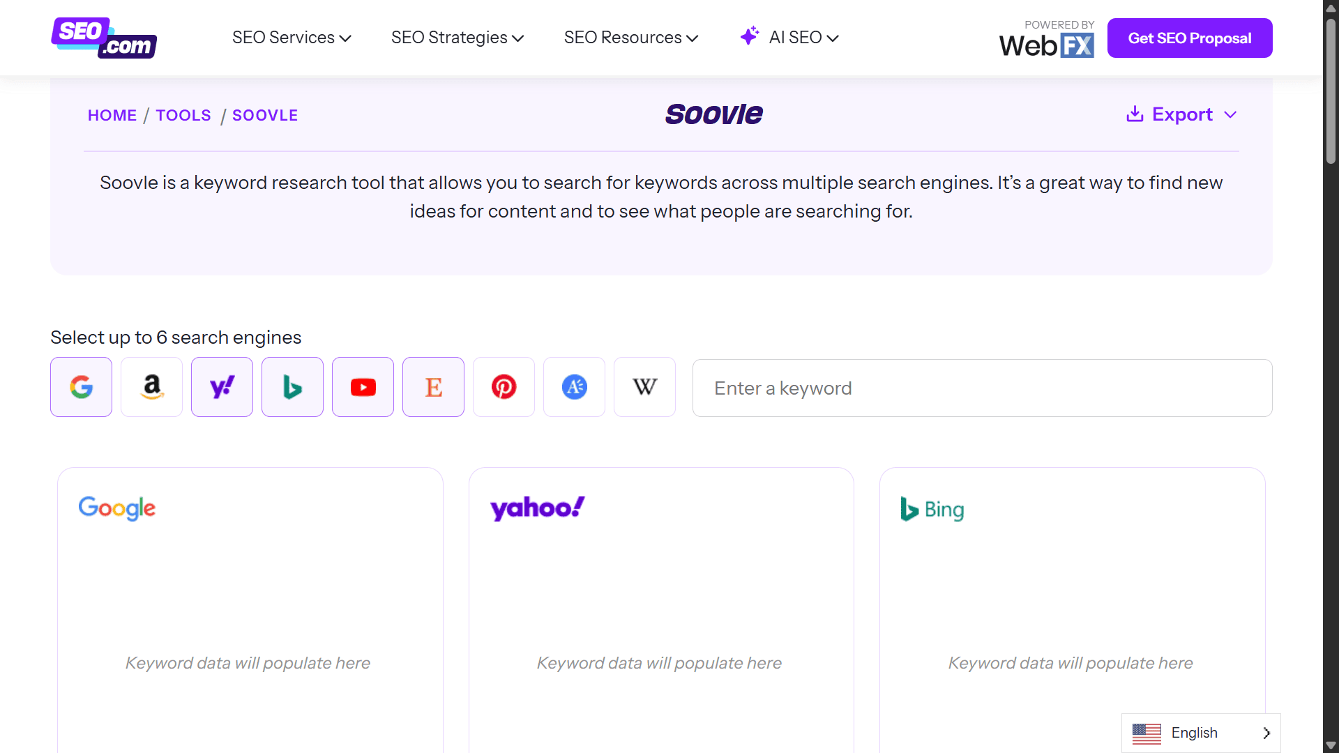 Soovle website screenshot.