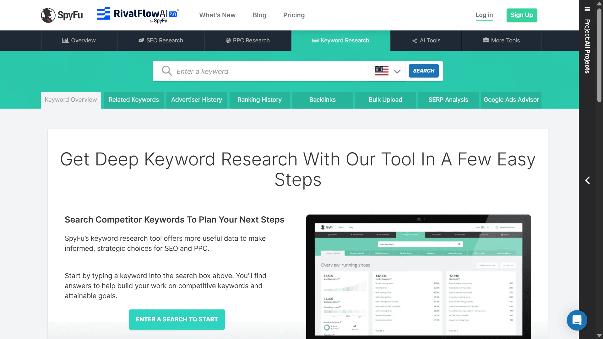 SpyFu website screenshot.