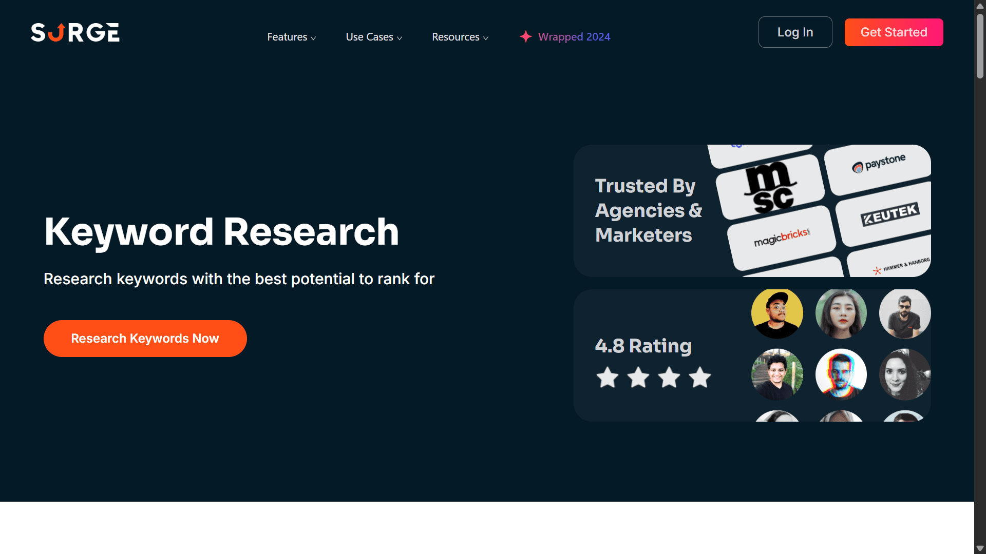 SurgeGraph website screenshot.